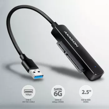 Axagon ADSA-FP2A sąsajos plokštė USB 3.2 Gen 1 SATA vyriškas Juoda