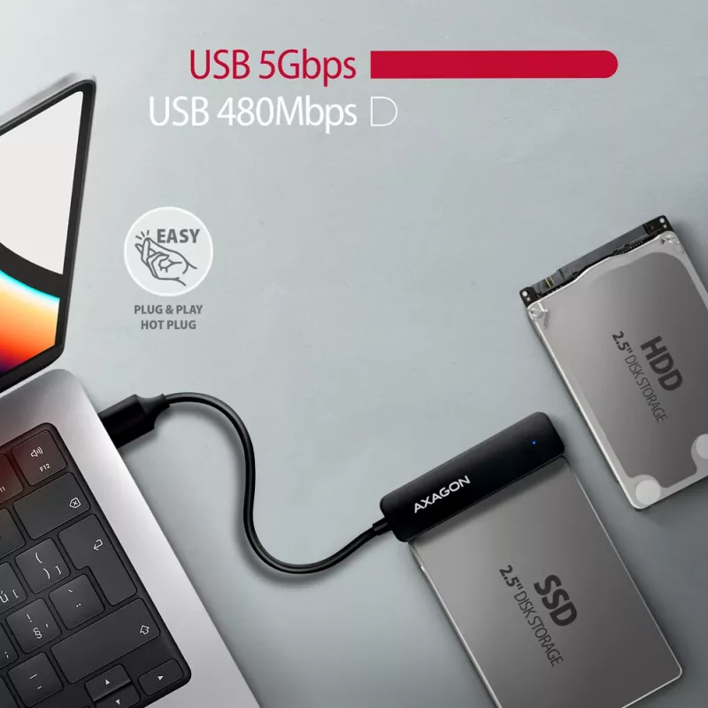 Axagon ADSA-FP2A sąsajos plokštė USB 3.2 Gen 1 SATA vyriškas Juoda
