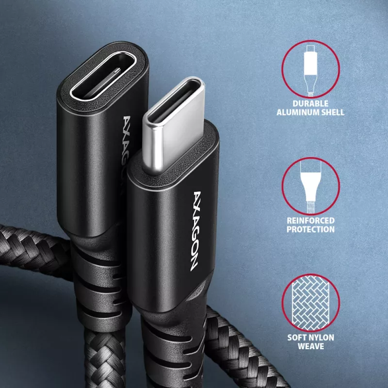 Prailginimo laidas Axagon BUCM32-CF10AB SPEED+ USB-C 20 Gbps 1 m