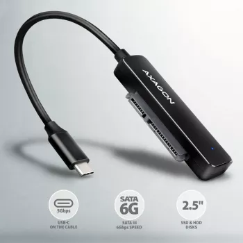 Adapteris Axagon ADSA-FP2C USB-C 5Gbps - SATA 6G, 2.5 inch SSD/HDD SLIM