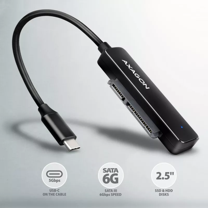 Adapteris Axagon ADSA-FP2C USB-C 5Gbps - SATA 6G, 2.5 inch SSD/HDD SLIM