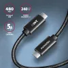 USB-C laidinis kabelis Axagon BUCM2-CM10AB, USB-C (M) – USB-C (M), 1 m, 480 Mbps, PD 240 W, 5 A, juodas pintas