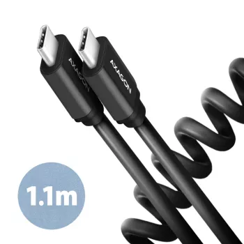 USB-C laidas Axagon BUCM-CM20TB 1,1 m PD 60W 3A juodas
