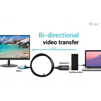i-tec USB-C DisplayPort dvikryptis kabelio adapteris 8K/30Hz 150cm