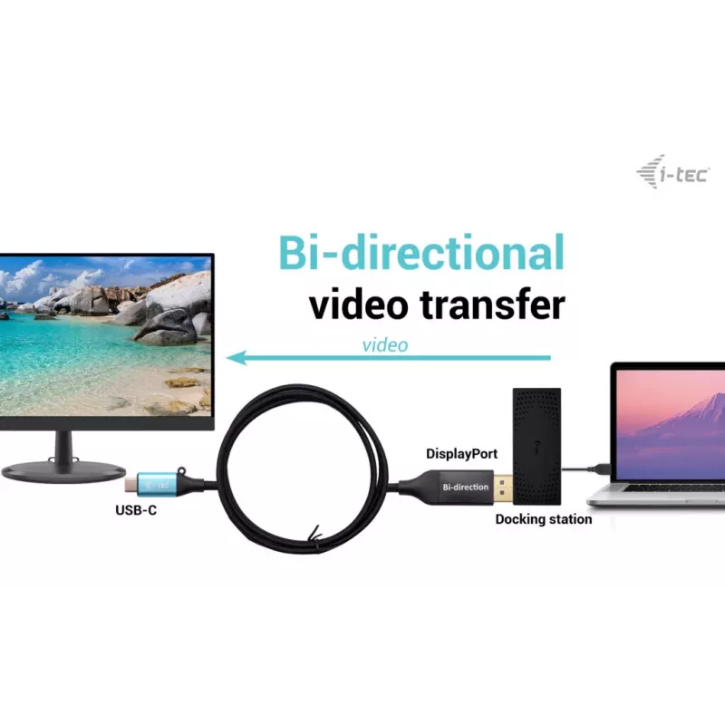 i-tec USB-C DisplayPort dvikryptis kabelio adapteris 8K/30Hz 150cm