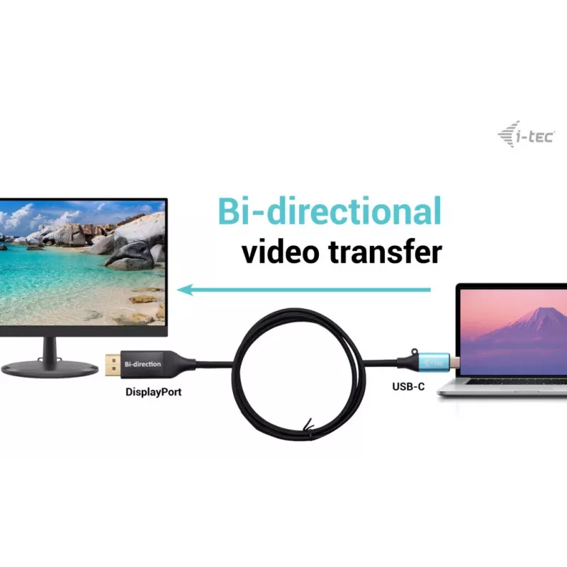 i-tec USB-C DisplayPort dvikryptis kabelio adapteris 8K/30Hz 150cm