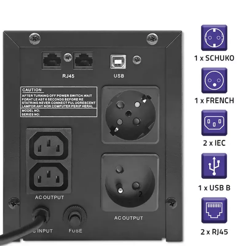 Nepertraukiamo maitinimo šaltinis Qoltec 53771 2 kVA 1200 W 2 AC lizdai