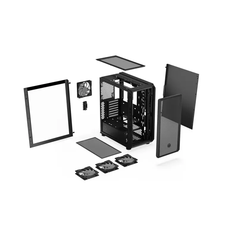 Kompiuterio korpusas ENDORFY Arx 500 ARGB ATX juodas — grūdintas stiklas, ARGB, ATX, max GPU 350 mm, CPU aušintuvo aukštis 179 mm, 7 plėtros lizdai