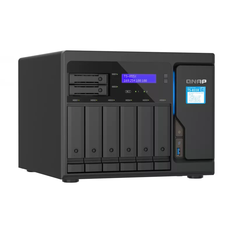 QNAP TS-855X SAN bokštas Intel Atom® C5125 8 GB DDR4 0 TB QNAP QTS juodas