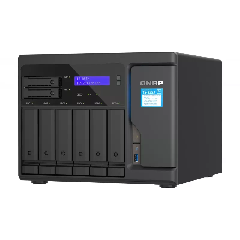 QNAP TS-855X SAN bokštas Intel Atom® C5125 8 GB DDR4 0 TB QNAP QTS juodas