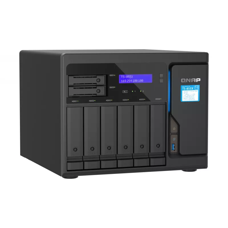 QNAP TS-855X SAN bokštas Intel Atom® C5125 8 GB DDR4 0 TB QNAP QTS juodas