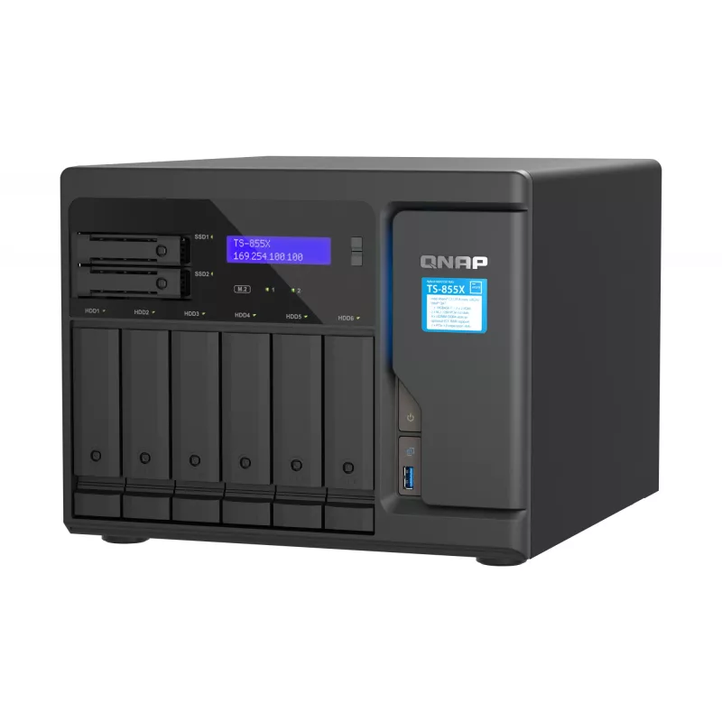 QNAP TS-855X SAN bokštas Intel Atom® C5125 8 GB DDR4 0 TB QNAP QTS juodas