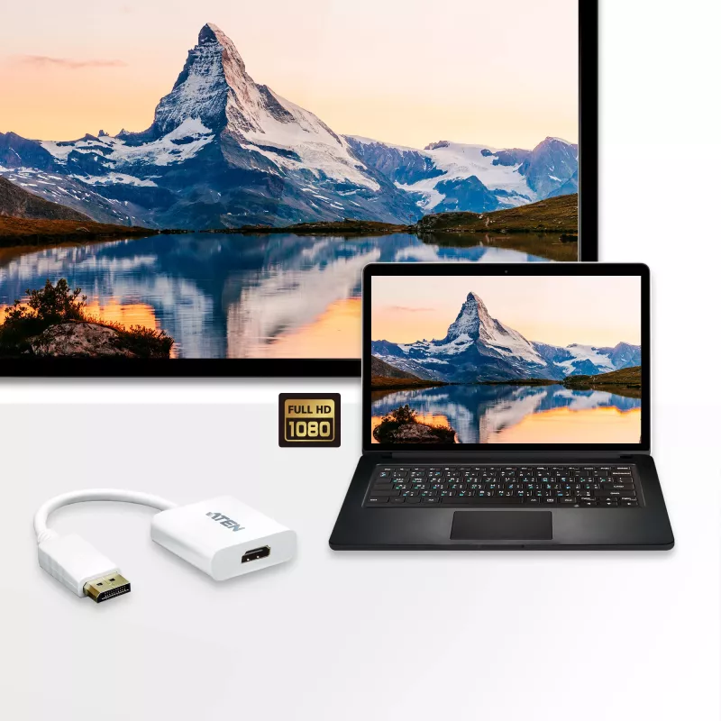 ATEN DisplayPort į HDMI adapteris, PC: iki UXGA / HDTV: iki 1080i, 1080p