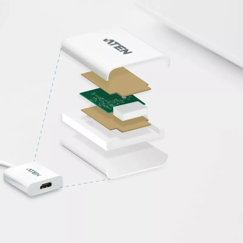 ATEN DisplayPort į HDMI adapteris, PC: iki UXGA / HDTV: iki 1080i, 1080p