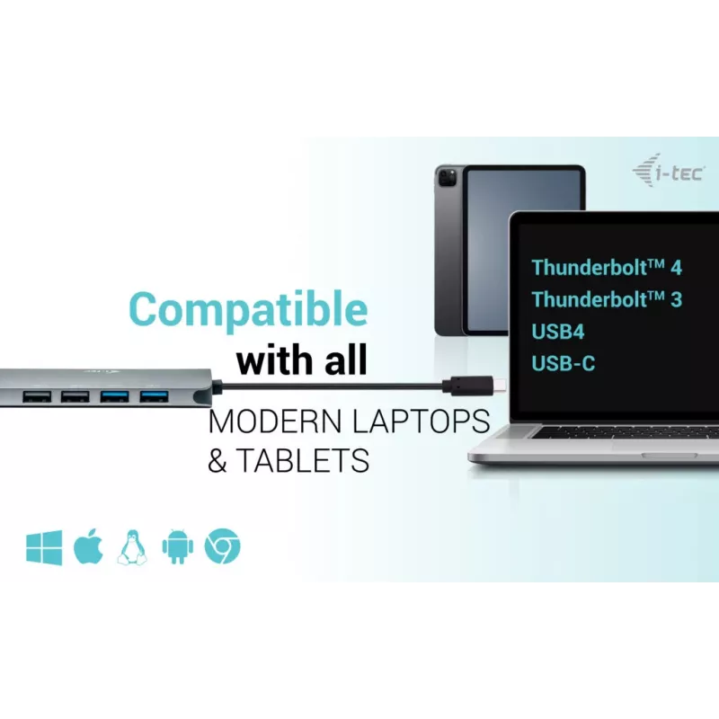 i-tec USB-C Metal Nano 2x Display Dock stotelė su Power Delivery 100 W