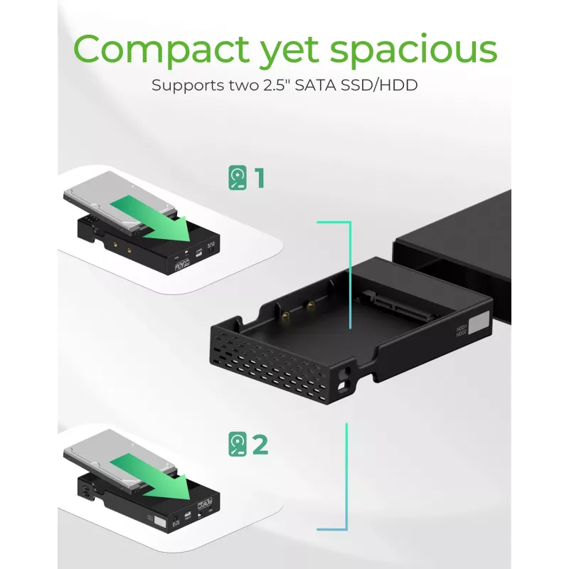 ICY BOX RAID dėklas 2x HDD/SSD USB 3.2 Gen 2 Type-C® / Type-A sąsaja