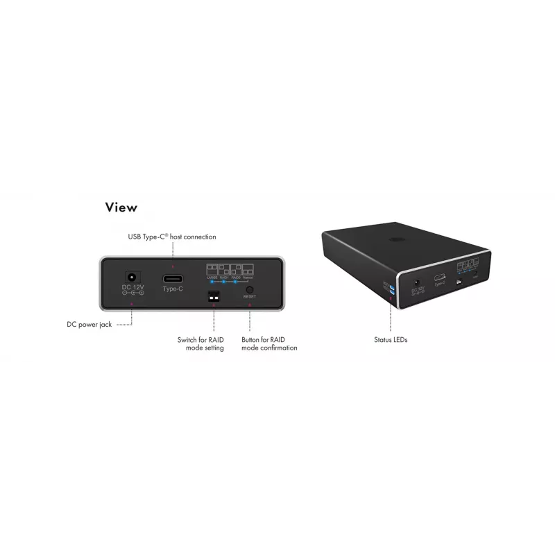 ICY BOX RAID dėklas 2x HDD/SSD USB 3.2 Gen 2 Type-C® / Type-A sąsaja