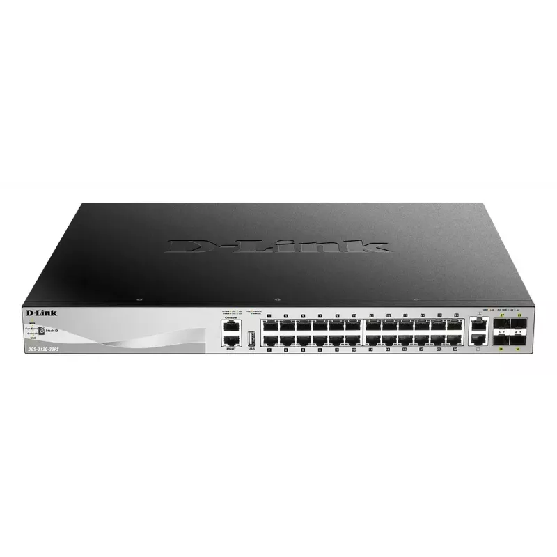 D-Link DGS-3130-30PS/E valdomas L3 Gigabit Ethernet (10/100/1000) jungiklis su PoE, pilkas