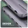 USB-C 10Gbps daugiafunkcis stotelės adapteris AXAGON HMC-12GM2, 12 in 1, 3x USB-A, USB-C, HDMI, DP, RJ-45, M.2 NVMe/SATA, SD/microSD, garso, PD 100W