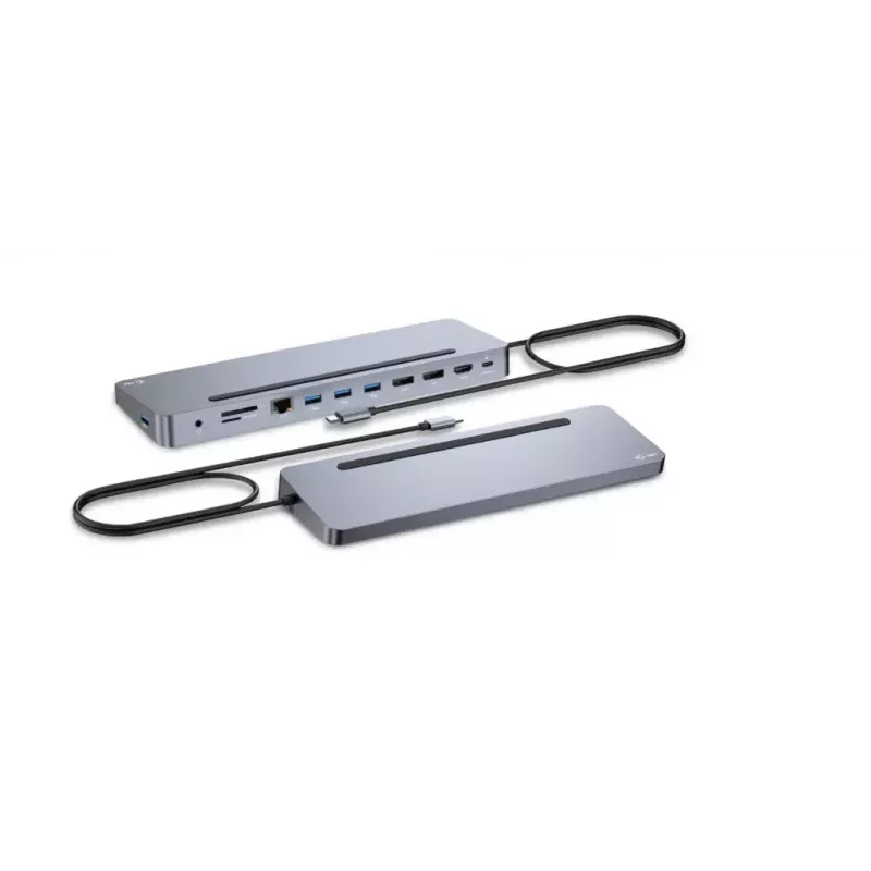 i-tec USB-C metalinė ergonominė 3x 4K monitorių prijungimo stotelė su 100 W maitinimu ir universaliu 100 W įkrovikliu