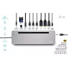 i-tec USB-C metalinė ergonominė 3x 4K monitorių prijungimo stotelė su 100 W maitinimu ir universaliu 100 W įkrovikliu