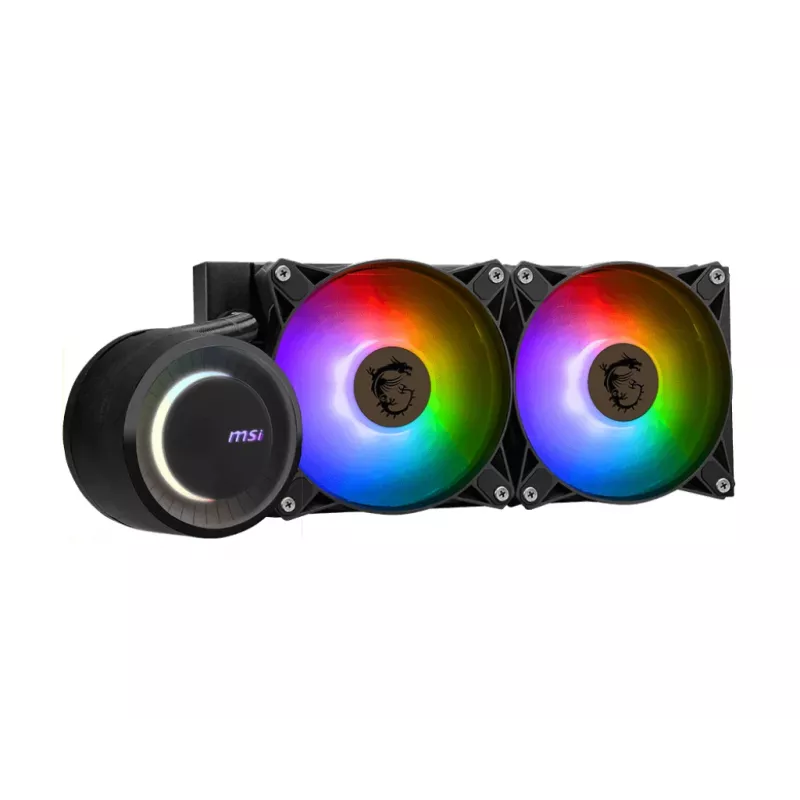 MSI MAG Coreliquid E240 skysčio aušinimo rinkinys, radiatorius 240 mm, 2x 120 mm ventiliatoriai, juoda