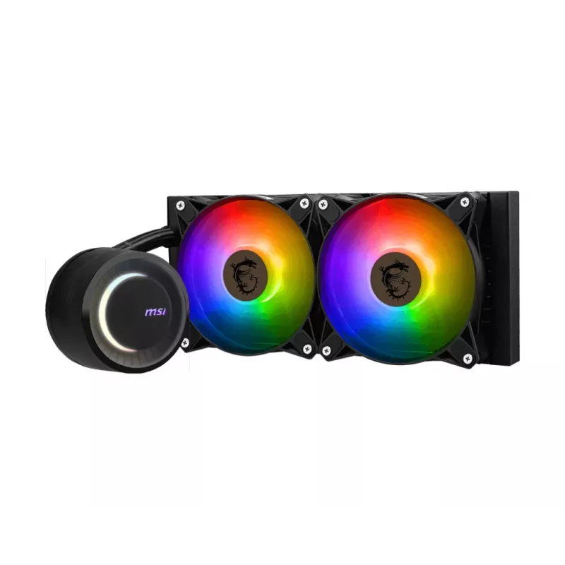 MSI MAG Coreliquid E240 skysčio aušinimo rinkinys, radiatorius 240 mm, 2x 120 mm ventiliatoriai, juoda