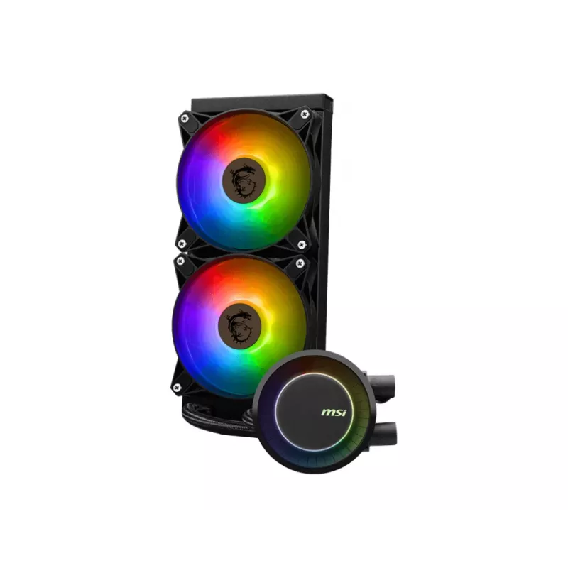 MSI MAG Coreliquid E240 skysčio aušinimo rinkinys, radiatorius 240 mm, 2x 120 mm ventiliatoriai, juoda