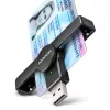 Axagon CRE-SMPA USB-A Smart / ID kortelių kišeninis skaitytuvas, USB 2.0, juodas, 13 g