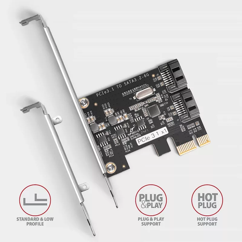 Vidinis SATA adapteris Axagon PCES-SJ2 PCIe 2 Gbit/s juodas