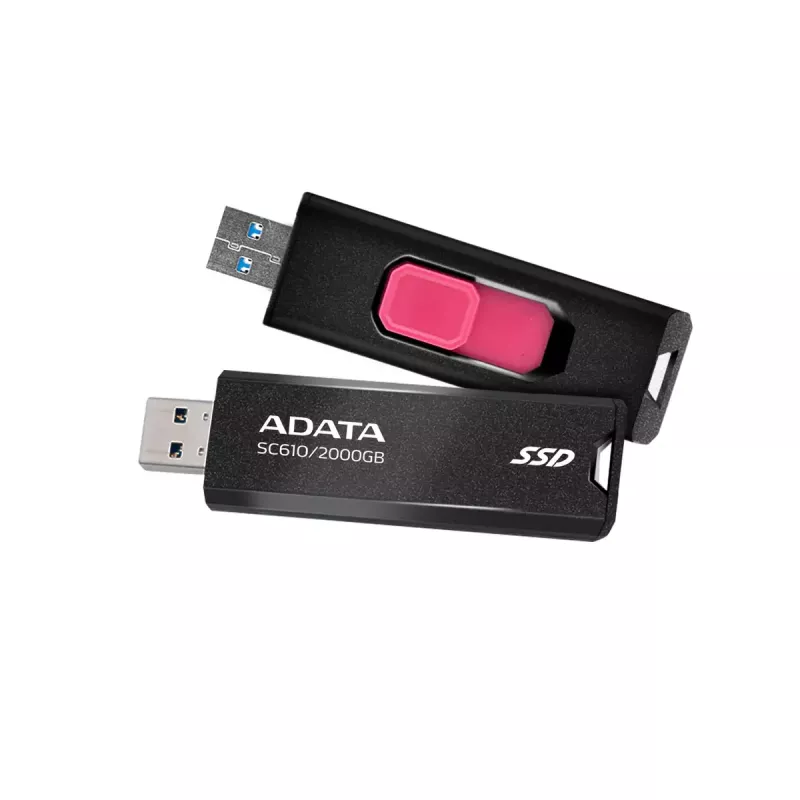 USB atmintinė ADATA SC610 2TB Sleeve USB Type-A 3.2 Gen 2, 550 MB/s skaitymas, 500 MB/s rašymas, juoda