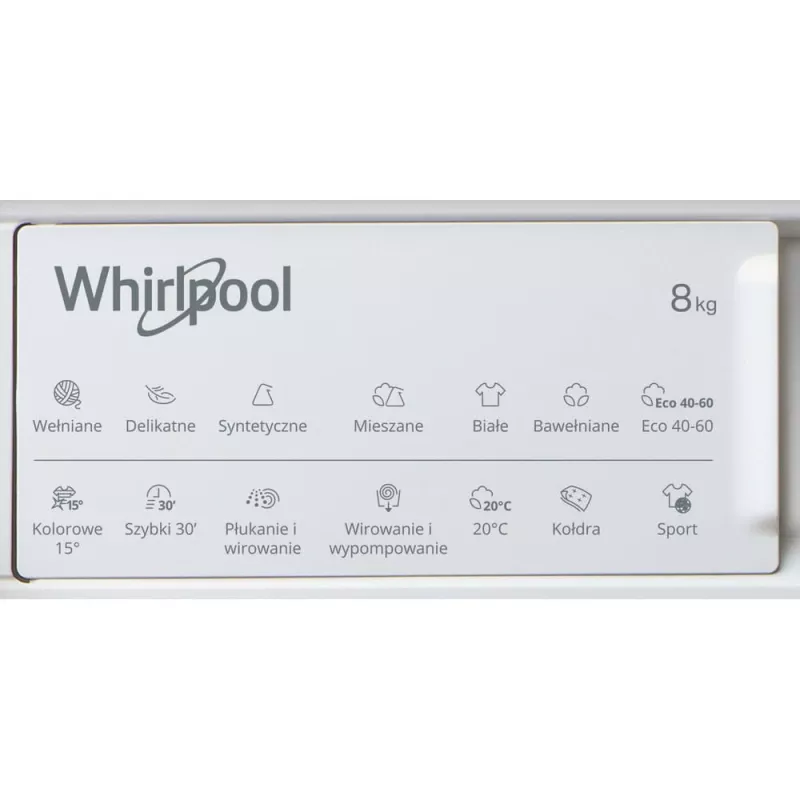 Whirlpool BI WMWG 81485 PL įmontuojama skalbyklė priekinio pakrovimo 8 kg 1400 aps/min balta