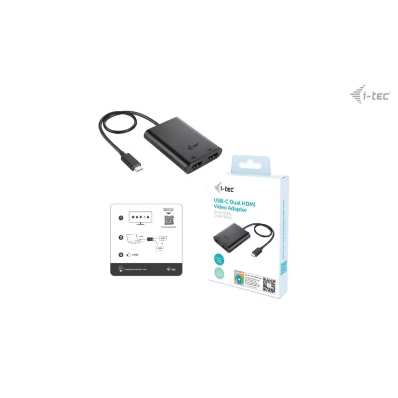 i-tec USB-C Dual 4K/60Hz (single 8K/30Hz) HDMI vaizdo adapteris