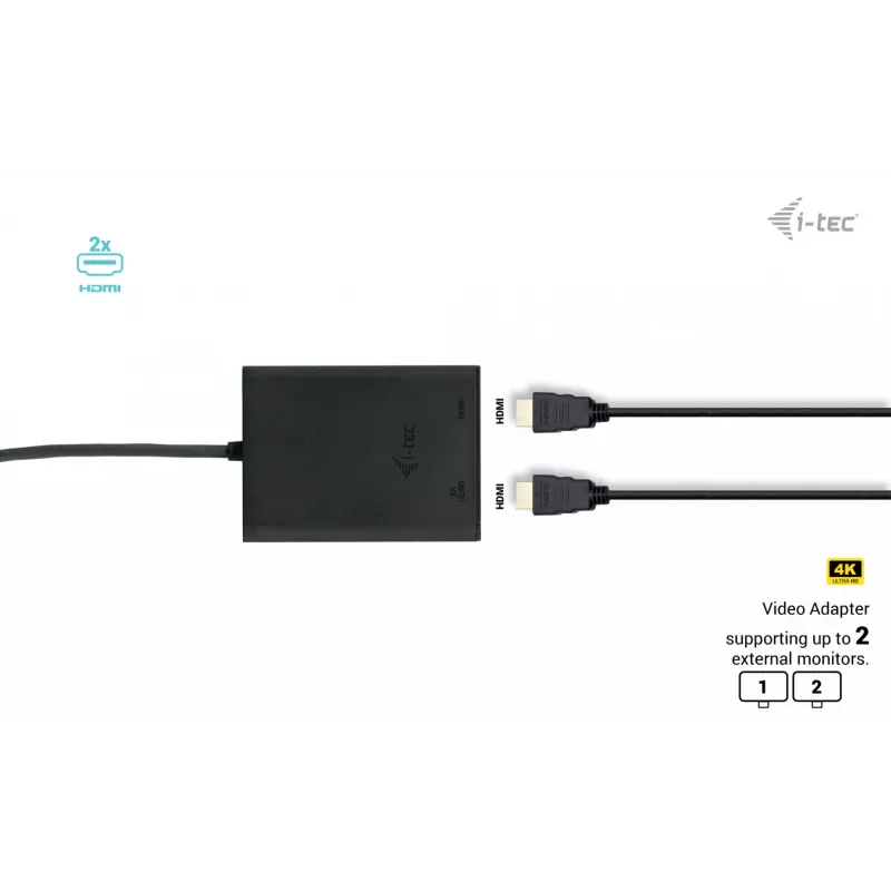 i-tec USB-C Dual 4K/60Hz (single 8K/30Hz) HDMI vaizdo adapteris