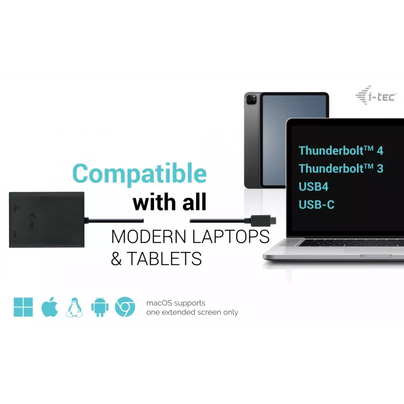 i-tec USB-C Dual 4K/60Hz (single 8K/30Hz) HDMI vaizdo adapteris