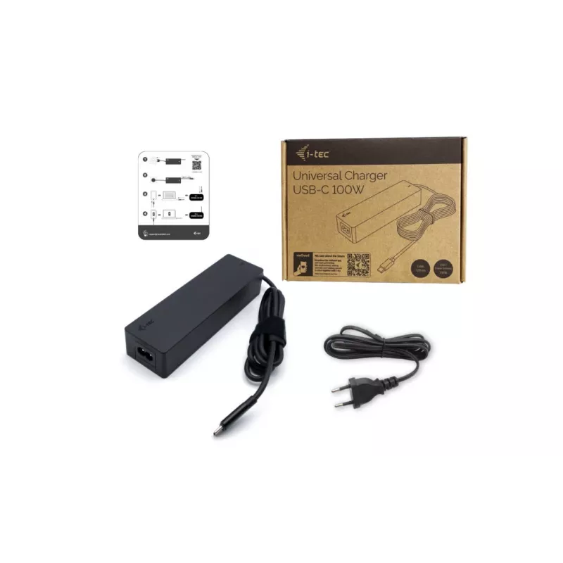 Universalus įkroviklis i-tec USB-C PD 3.0 100W vidaus naudojimui, juodas