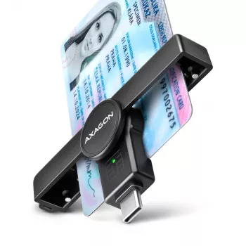 Axagon CRE-SMPC USB-C Smart Card / ID kortelių skaitytuvas PocketReader, juodas