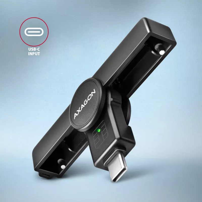Axagon CRE-SMPC USB-C Smart Card / ID kortelių skaitytuvas PocketReader, juodas