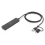 DIGITUS DA-70236 USB 3.0 Slim Line šakotuvas, 4 prievadai, USB-C adapteris, 1,2 m laidas