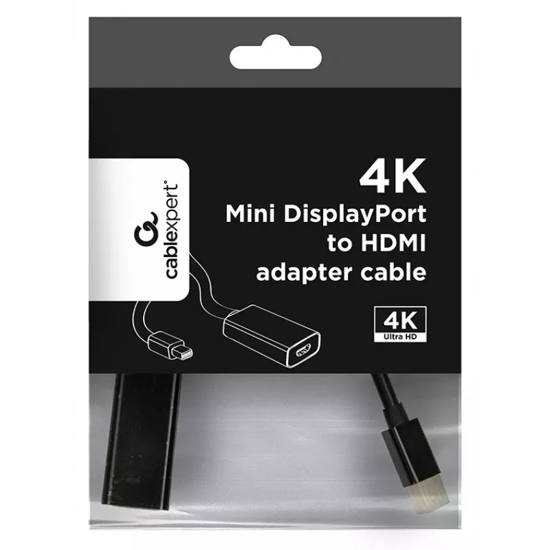 Mini DisplayPort į HDMI laidas Gembird A-MDPM-HDMIF4K-01 0,15 m, 4K, juodas