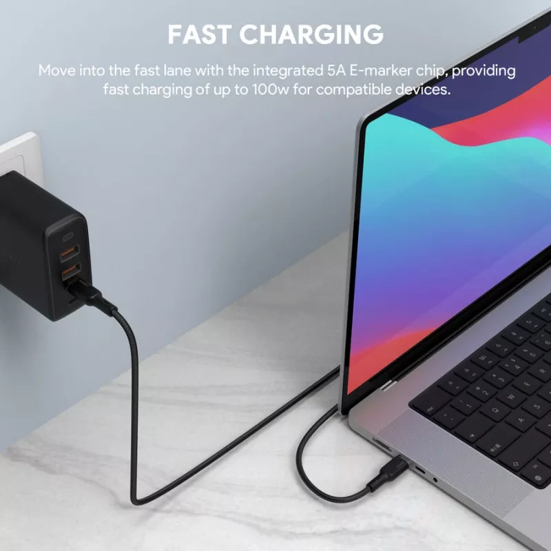 USB-C laidas AUKEY CB-KCC102 1,8 m USB-C juodas 0,48 Gbit/s