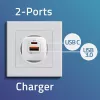 QOLTEC Įkroviklis 50763 — Vidinis AC Greitasis Įkroviklis 35 W, USB-C PD 3.0 + USB-A, 5–20 V, Baltas