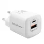 QOLTEC Įkroviklis 50763 — Vidinis AC Greitasis Įkroviklis 35 W, USB-C PD 3.0 + USB-A, 5–20 V, Baltas
