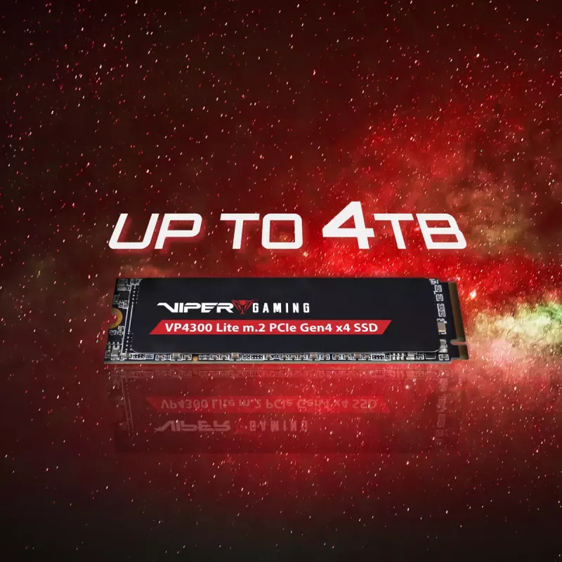 M.2 2280 NVMe SSD PATRIOT VP4300 Lite 4 TB, PCIe 4.0 x4, Skaitymas 7400 MB/s, Rašymas 6000 MB/s, NVMe 2.0