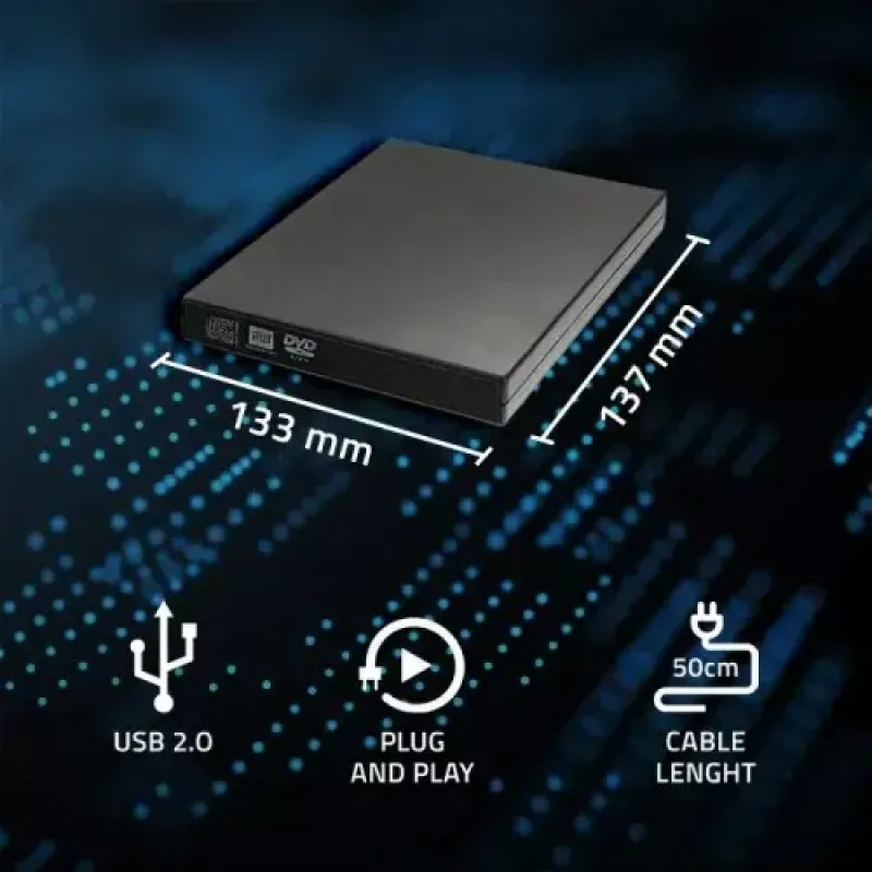 Išorinis DVD-RW optinis įrenginys Qoltec 51858, USB 2.0 & eSATA, dėklo įkėlimas, juodas, 24x CD / 8x DVD