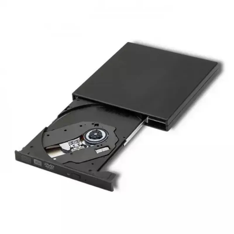 Išorinis DVD-RW optinis įrenginys Qoltec 51858, USB 2.0 & eSATA, dėklo įkėlimas, juodas, 24x CD / 8x DVD