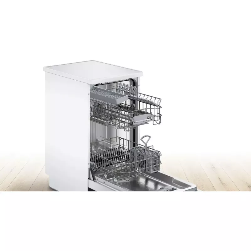Bosch SPS2HKW58E indaplovė Serie 2 siaura 45 cm, 10 komplektų, 46 dB, nerūdijančio plieno vidus