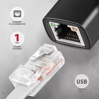 Išorinis tinklo adapteris Axagon ADE-AR USB-A 3.2 Gen 1 – Gigabit Ethernet, Realtek RTL8153