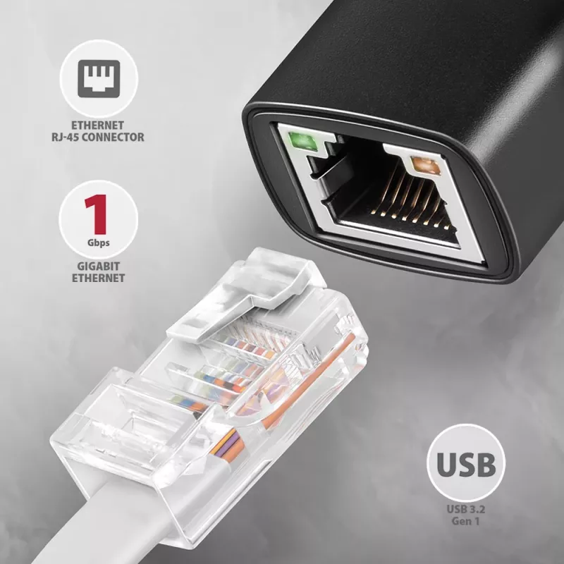 Išorinis tinklo adapteris Axagon ADE-AR USB-A 3.2 Gen 1 – Gigabit Ethernet, Realtek RTL8153