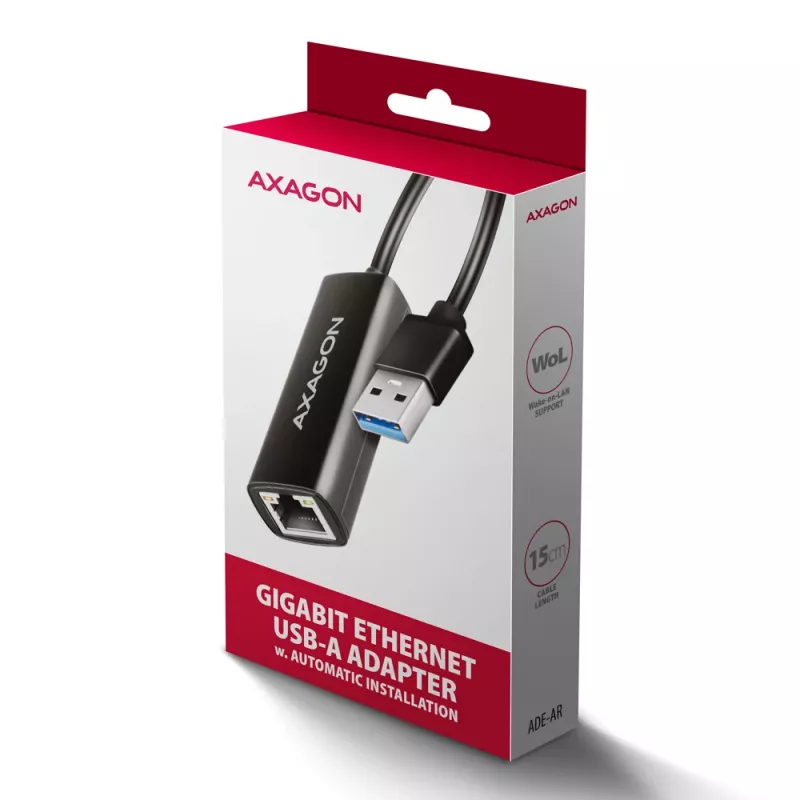 Išorinis tinklo adapteris Axagon ADE-AR USB-A 3.2 Gen 1 – Gigabit Ethernet, Realtek RTL8153